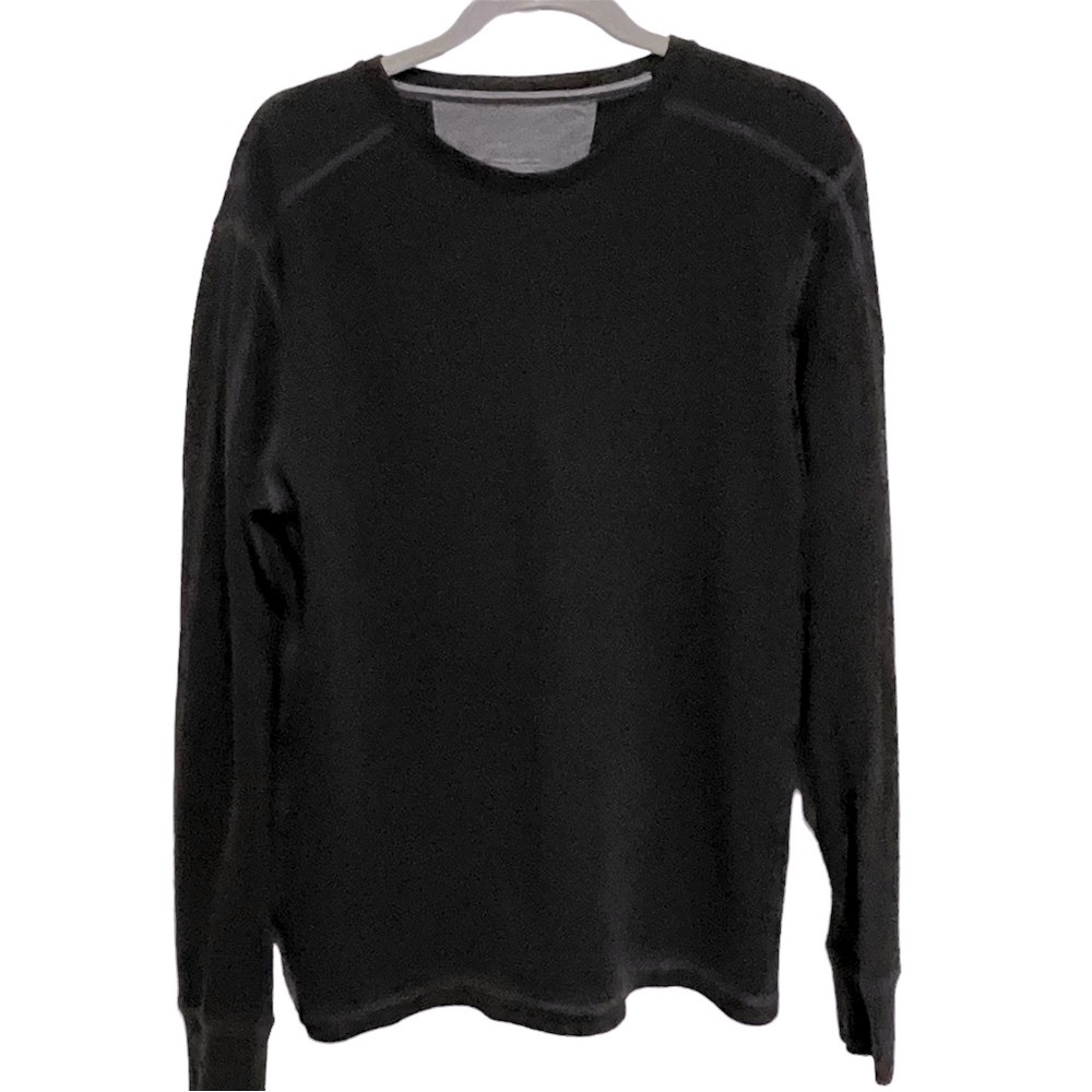 Banana Republic Black Waffle Knit Thermal Crewneck Shirt-Size Medium